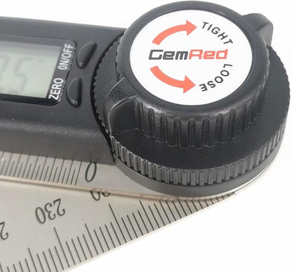 GemRed 82305 Digital Angle Finder Protractor Stainless Steel (Black Buttons)