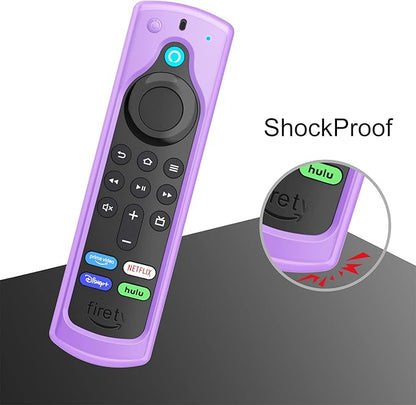 CaseBot Remote Case for Fire TV Stick HD/4K/4K Max (1st Gen)/Fire TV Stick (3rd Gen)/Lite - Anti-Slip Shockproof Silicone Cover for Alexa Voice Remote (2nd & 3rd Generation) (Purple Glow in The Dark)