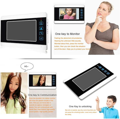 AMOCAM Video Doorbell Intercom System, 7 Inches Alloy Panel Monitor HD Camera Wired Video Door Phone Kits, Support Unlock, Monitoring, Dual-Way Intercom Indoor Outdoor for Villa Office Apartment