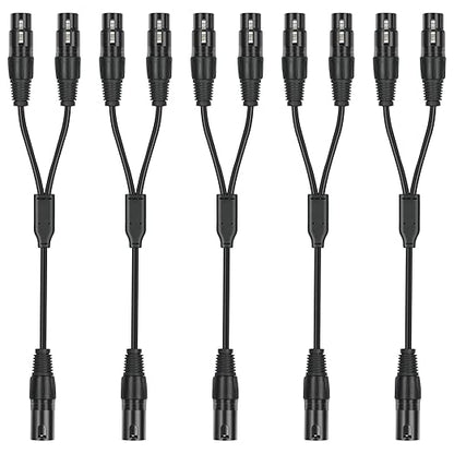 5 Pack XLR Splitter Cable,1 Maleto 2 Female, 1.5FT Stereo Mic to L&R Audio Y-Splitter Cable