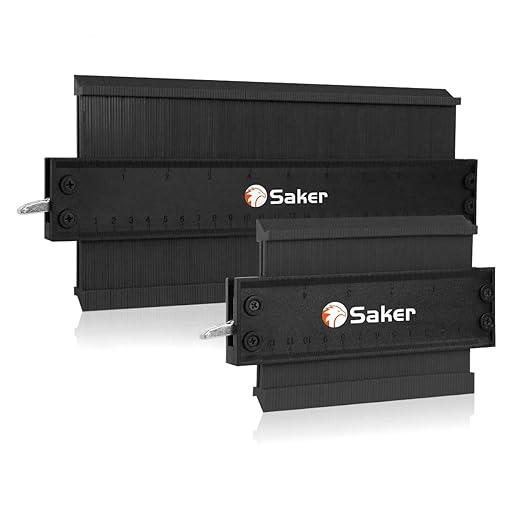Saker Contour Duplication Gauge-Adjustable Lock -Precisely Copy Irregular Shape -Irregular Welding Woodworking Tracing - Must Have Tool for DIY Handyman, Construction(10 Inch+5 Inch) (Black)