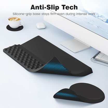 Ospelelf Ergonomic Mouse Pad and Keyboard Stand Wrist Rest Set, Memory Foam Comfort, Pain Relief for Typing, Office Desk Accessories, Black