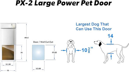 Power Pet, Fully Automatic Pet Door, Large, Wall Mount, by High Tech Pet Brand. Pet Operated, Air-Tight, Quick, Quiet Operation, Assembled in USA with USA Customer Service