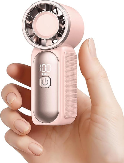 Gaiatop Portable Handheld Mini Fan, 6 Speeds 16900 RPM High Velocity Personal Fan with LED Display, USB Rechargeable, Mini Fan with Lanyard for Makeup, Travel, Outdoor, Gift for Women Girl, Pink