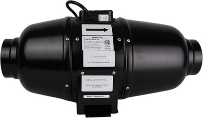 VENTS-US TT Silent M 125-5" Inline Duct Fan Includes Two-Speed Switch with Thermal Overload Protection – UV Resistant, Quiet Operation, up to 188 CFM
