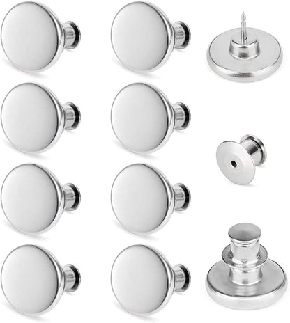 TOOVREN 8 Sets Jean Buttons for Loose Jeans, No Sew No Tool Instant Replacement Button Pins Adjustable Pant Waist Tightener to Make Smaller, Reusable Extra Pants Clips to Tighten Waist, Silver