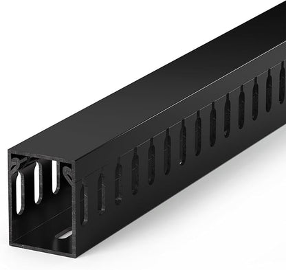 ZhiYo H1.6 x W1.2in Cable Raceway, 6.6ft (2xL3.3ft) Server Rack Cable Management Under Desk Cord Organizer, Electrical Safe PVC Cable Channel Open Slot Wire Raceway for Network/PC/TVs, Wire Duct Black