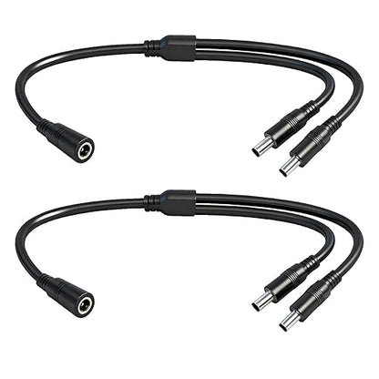 1.3FT 5.5mmx2.5mm 14AWG 12V/24V DC Power Splitter 1Female to 2Male High Power 5525 Connector for Solar Panel, Energy Storage Power Supply, Outdoor Power Supply, LED Strip Light 2pcs