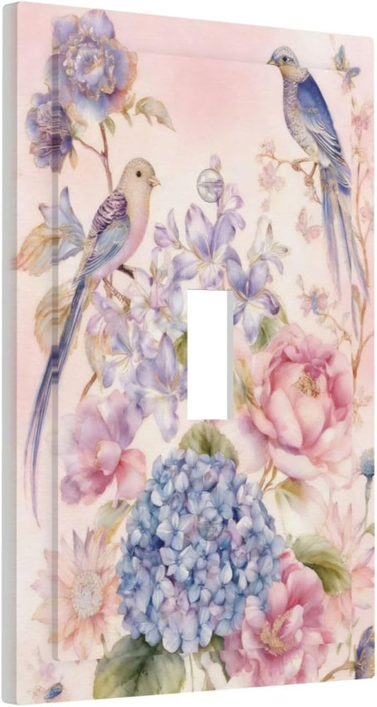 Bvtewkhz Floral Birds Morris 1 Gang Single Toggle Decorative Outlet Covers Light Switch Plate Electrical Receptacle Switchplate For Bathroom Kitchen Bedroom