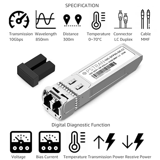 OPSTRAN 10GBASE-SR SFP+ Optical Transceiver Module Compatible with Cisco SFP-10G-SR SFP-10G-SR-S SFP-10G-SR-X 10Gbps 850nm 300m DDM Duplex LC MMF