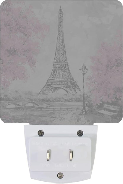 Smoaffly Eiffel Tower Paris Pink Flower Night Light Plug-in LED Nightlights Auto Sensor Night Lamp Dusk-to-Dawn Lamp Home Decor for Nursery Children Girls Boys