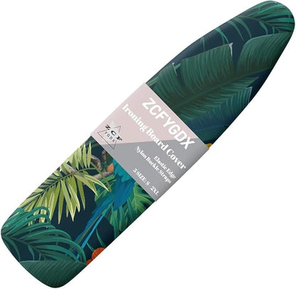 ZCFYGDX Ironing Board Cover Easy Install with Elastic Edge 3 Bottom Nylon Buckle Straps Breathable Ironing Decor Suitable for Wide Ironing Board House Decor Parrot Palm Leaf Print Size-2XL