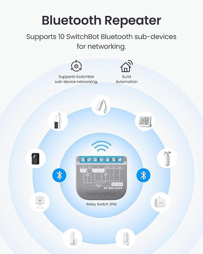 SwitchBot WiFi Switch 2PM Compatible with Alexa/Apple Home/Google Home, Power-Measuring Relay Switch Module with Integrated Bluetooth Repeater and Dry Contact, Wi-Fi 2.4 GHz, 16A (Pack of 4)