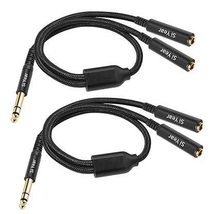 SiYear 1/4" Splitter Cable, 6.35mm TRS to Dual 1/4 inch Female Stereo Y Headphone Splitter Cable for Studio,DJ,Amplifier,Karaoke, Live Sound Systems etc(30cm /2PACK)