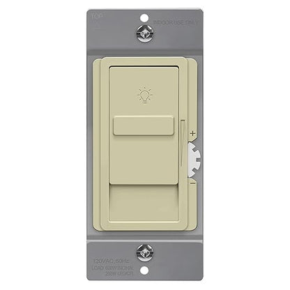 TOPGREENER Digital Dimmer Light Switch for 200W Dimmable LED/CFL Lights, Single Pole Led Slide Dimmer Switch, Neutral Wire Not Required, UL Listed, TGDS1-I, Ivory,1 Pack