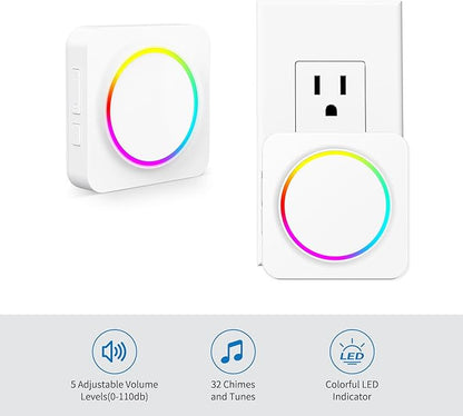 Wireless Motion Sensor Doorbell, Motion Detector Alarm Indoor, Door Chime for Business/Store/Office Entrance with Mini Size, 500ft Range,32 Chimes and 5 Adjustable Volume