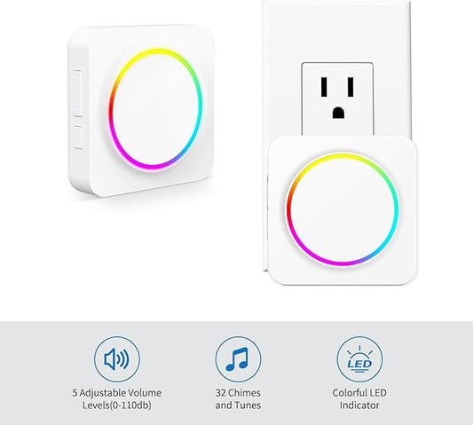 Wireless Motion Sensor Doorbell, Motion Detector Alarm Indoor, Door Chime for Business/Store/Office Entrance with Mini Size, 500ft Range,32 Chimes and 5 Adjustable Volume