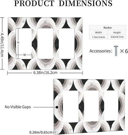 Bvtewkhz Black/White Art Marble 3 Gang Triple Rocker Decorative Light Switch Covers Electrical Faceplate Switch Plates for Bathroom Kitchen Home