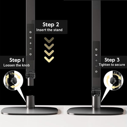 LitONES LED Desk Lamp for Home Office, Eye-Caring Modern Desk Light, 3 Color Temperature 10 Brightness Computer Light, Dimmable Desk Light with Memory & Timer Func, Metal Swing Arm Table Lamp