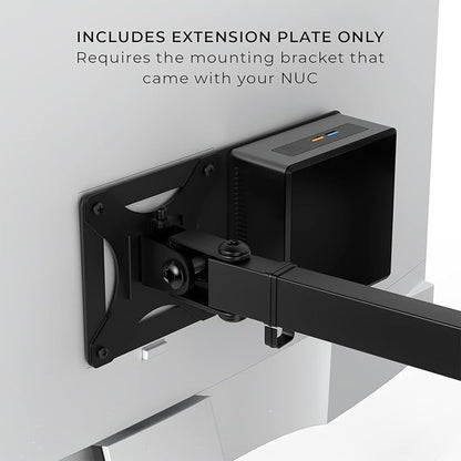 HumanCentric Mounting Bracket Compatible with Intel NUC, VESA Monitor Arm Extension Plate for NUC Mini PC Computer, 75x75mm and 100x100mm Patterns, Does not fit Hades and Skull Canyon NUC