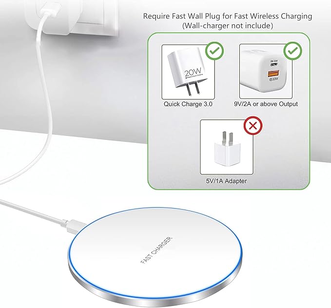 20W Fast Wireless Charger Pad,Wireless Phone Charging Station Compatible with iPhone 16/15/14/13/12/11/SE/X/AirPods,Fast Charge for Samsung Galaxy S25/S24/S23/S22/Note/Buds/Buds +,Pixel,LG
