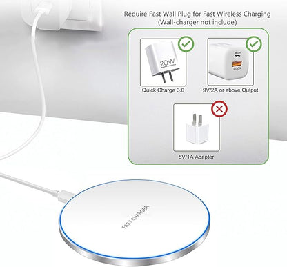 20W Fast Wireless Charger Pad,Wireless Phone Charging Station Compatible with iPhone 16/15/14/13/12/11/SE/X/AirPods,Fast Charge for Samsung Galaxy S25/S24/S23/S22/Note/Buds/Buds +,Pixel,LG