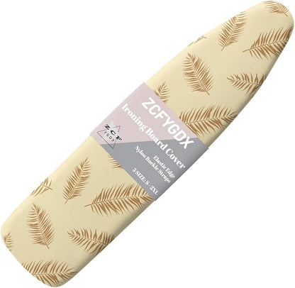 ZCFYGDX Ironing Board Covers,Elastic Edge 3 Bottom Nylon Buckle Straps, Stain Resistant & Resistant Scorch, Easy to Installation Fasteners Minimalist Palm Leaf Print Decor Size-L 17 x 49