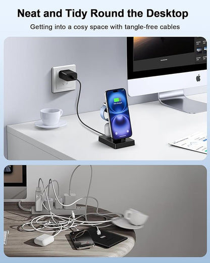 30W Fast 3 in 1 Charging Station for Apple Devices - ADADPU USB C Charger Stand for iPhone 16 15 Pro Max Plus & AirPods 4, Wireless Charger Dock Compatible with Apple Watch Ultra/10/9/8/7/6/5/4/3/2/SE