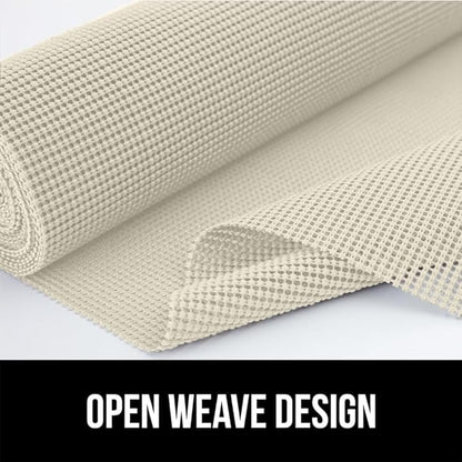 GORILLA GRIP powerGRIP Drawer Shelf and Cabinet Liner, Thick Strong Hold, Non-Adhesive Liners Protect Kitchen Cabinets and Cupboard, Bathroom Drawers, Easy Install, Breathable Mat, 17.5" x10', Cream