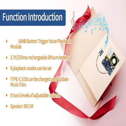 XLW Module - 16MB Push Button Activated Sound Module with Speaker, Type-C Cable, and Easy Recording Capability16 Minutes for Personalized Greetings, DIY Projects, and Holiday Crafts (Blue-2Pack)