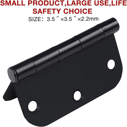 Rounded Door Hinges 3-1/2" x 3.5 inch, 5/8 Radius, Matte Black 3 ½ Inch 6 Pack