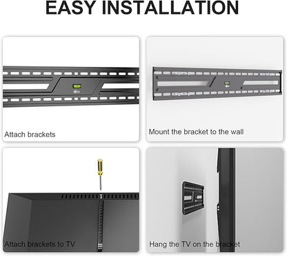 WALI Heavy Duty TV Wall Mount for 43-120 Inch Flat Curved TVs up to 165 lbs,Low Profile 1.2 Inch from Wall,Mounting Holes up to 900x600mm,Compatible with Stud Spacing, Easy Install Bracket,Black