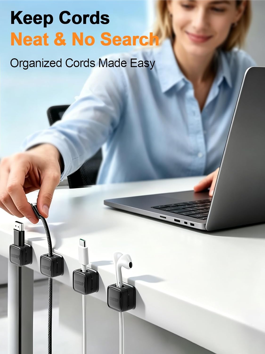 9 Pack Cord Organizer, Magnetic Cable Clips, Under Desk Management, Black | 0.27in Cable Compatible,Strong Adheive Wire Holder Keeper,Easy Open Phone Charger Holder for Home Car Desk Nightstand Office
