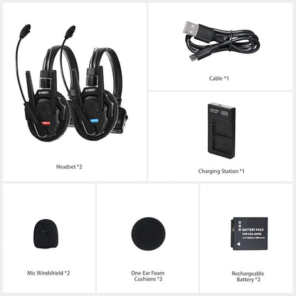 SYNCO XTalk Pro2 XPro X2 2.4GHz Wireless Headset Communication System Random Master Device 500m Operating Range Real-time Monitoring AI Noise Reduction Headset for Movie Shoot Live Show (2Pcs)