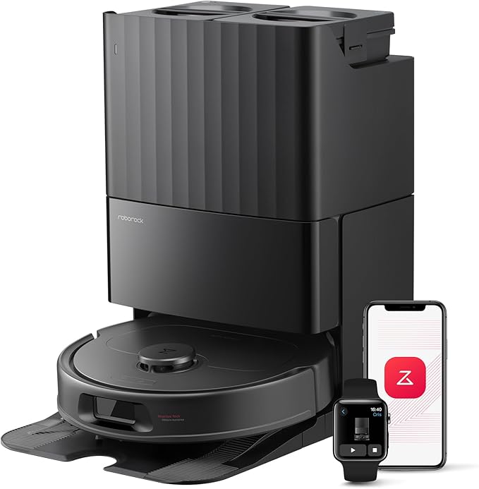 roborock QV 35S Robot Vacuum and Mop, All-in-one Vacuum Cleaner, 10,000Pa Powerful Suction, Self Emptying & Refilling, Self Mop Washing & Air Drying, Anti-Tangle Brushes for Home, Pet Hairs, Black