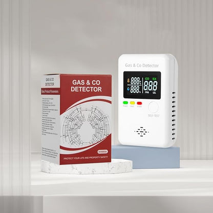 Plug in Natural Gas & Carbon Monoxide Detectors,4-in-1 Real-time Display & Monitor,Low-Concentration Detect, Combination Gas,Propane Detector & CO Alarm for Home,Camping,RV, Apartment