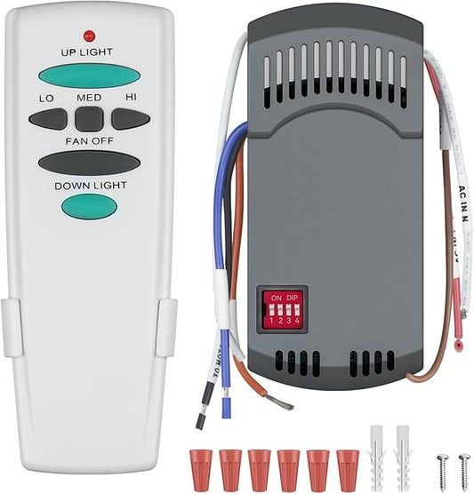 Universal Ceiling Fan Remote Control Kit with Up Down Light Replacement for Hampton Bay Harbor Breeze Hunter 3-Speed Dimmer UC7078T UC7080T CHQ7078T L3H2010FANHD Fan-HD6 FAN-28R