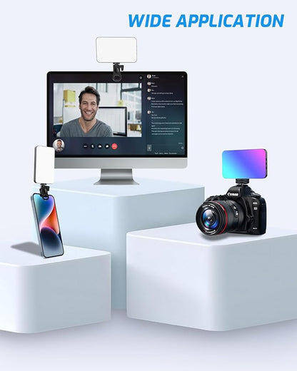 5000 mAh Portable Selfie Light for iPhone: RGB Rechargeable Phone Fill Lights, Ring Light for Camera Picture, Makeup Photo, Video Conferences, Laptop Use, Zoom Meetings, TikTok, Vlog Photography