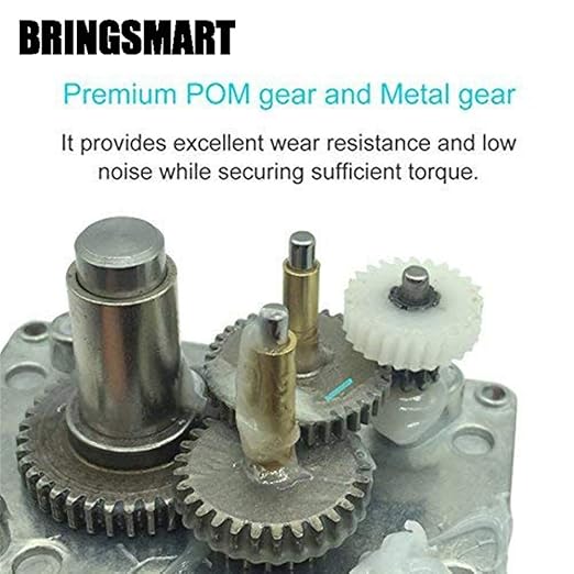 BRINGSMART 12V 5rpm DC Worm Gear Motor 35kg.cm Self-Locking Reversed Mini Turbine Geared Motor for DIY Robot Rotating Table Door Lock Curtain Machine (12V 5rpm)