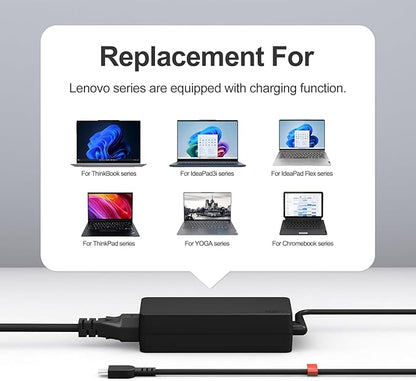 65W USB-C Laptop Charger Compatible with Lenovo Yoga,Chromebook,ThinkPad T490 X380 L490 E480, ADLX65YDC3A ADLX65YLC3A 65w Laptop Adapter