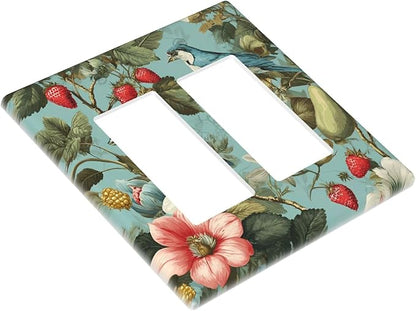 Bvtewkhz William Morris Flower 2 Gang Double Rocker Wall Plate Cover Decorative Light Switch Covers Electrical Faceplate Switch Plates for Bathroom Kitchen Home