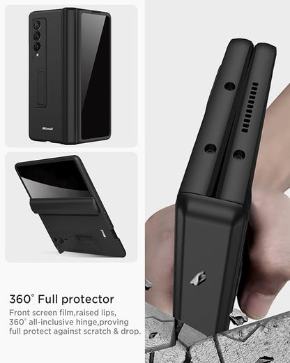 Miimall for Samsung Galaxy Z Fold 3 Case with Privacy Screen Protector, [Anti Spy] Built-in Adjustable Kickstand & Magnetic Hinge Protection Full-Body Protective Case for Galaxy Z Fold 3 5G Black