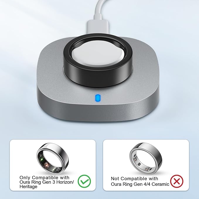 ZOOROO Charger Compatible with Oura Ring Gen 3 Size 8, Fast Charging Dock with USB-C Cable