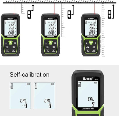 Huepar Laser Distance Measure 165Ft with Li-ion Battery & Electric Angle Sensor, Backlit LCD Laser Measure Ft/in/M with High Accuracy Multi-Measurement Modes, Pythagorean, Distance, Area&Volume-LM50A