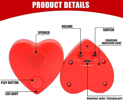 XLW 16min Voice Recorder, Personal Voice Message Recordable Sound Recorder Chips Module for Stuffed Animals, Christmas Valentine's Day Plush Toy & Manual DIY Creative Sound Gifts for Boys, Girls (Red)