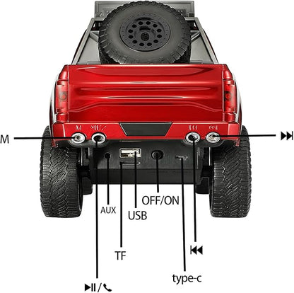 WS-589 Rugged Pickup Truck Bluetooth Replica Speaker – Portable Audio with TWS, LED Party Lights & HD Stereo | Unique Surprise Gift for Music & Truck Lovers(Red)