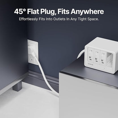 11-in-1 Desktop Charging Station with 3 Retractable Wall Chargers, 40W USB-C Power Strip with 5 AC, 3 USB C, 3 Type-C 31.5in Cables, Extension Cord with 1020J Surge Protection for Home Office