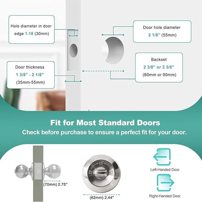 UMIK UMIKSMART Fingerprint Door Lock, Smart Door Knob, Keyless Entry Door Lock with App Control, Thumbprint Door Knob with Backup Key, Suitable for Home, Bedroom, Apartments, Garage, Office - Sliver