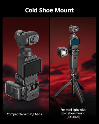 SMALLRIG Expansion Adapter Accessorie for DJI Osmo Pocket 3, Aluminium Protective Cage, 52g Lightweight Mount for Pocket 3, with Cold Shoe Mount, 1/4"-20 Threaded Toles and Claw Ports