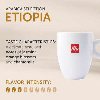 illy Arabica Selections Ethiopia Whole Bean Coffee, 100% Arabica Bean Single Origin Coffee, Light Roast with Notes of Jasmine, All-Natural, No Preservatives, 8.8 Ounce Can (Pack of 1)